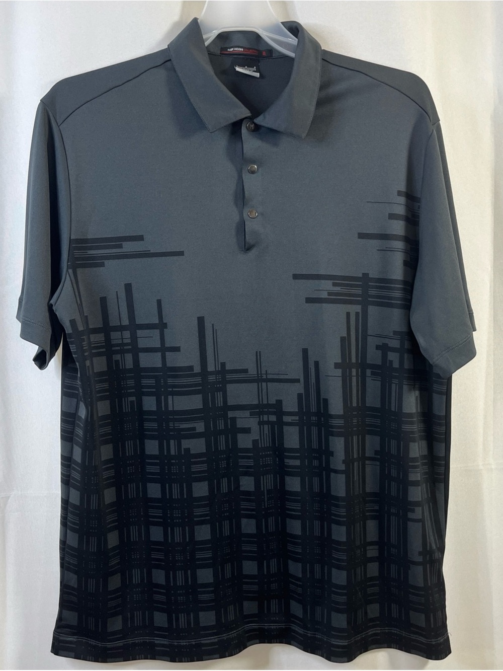 Nike Tiger Woods Collection MENS Black Gray Snap Front Golf Polo Shirt  Large